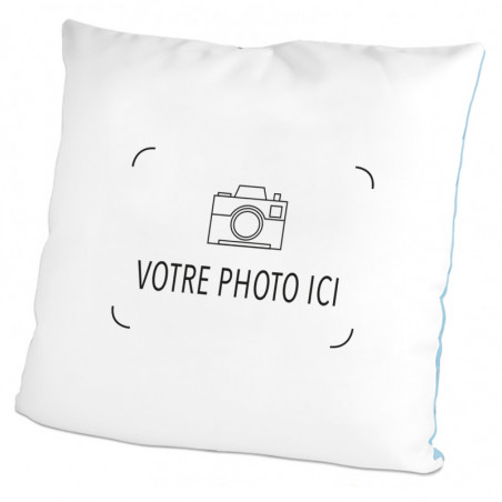 Coussin verso bleu photo Coussin verso bleu photo