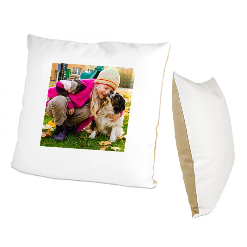 Coussin blanc/marron personnalisé