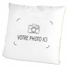 Coussin blanc/marron photo