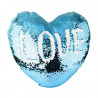 Coussin coeur sequin bleu