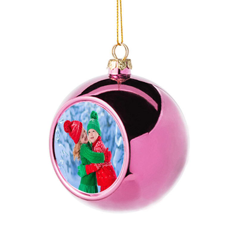 Boule noel rose avec impression photo