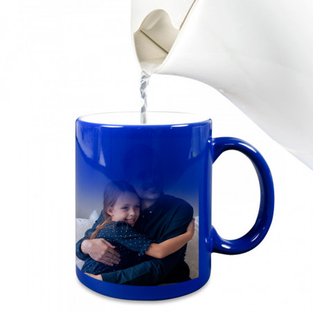 Mug magique bleu avec photo
