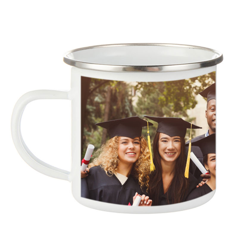 Mug blanc en email avec photo