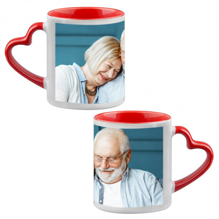 Mug anse cœur rouge personnalisé