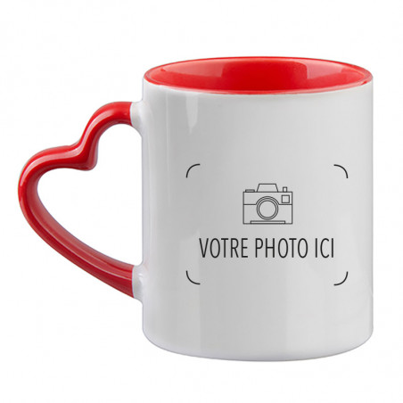 Mug anse cœur rouge personnalisable Mug anse cœur rouge personnalisable