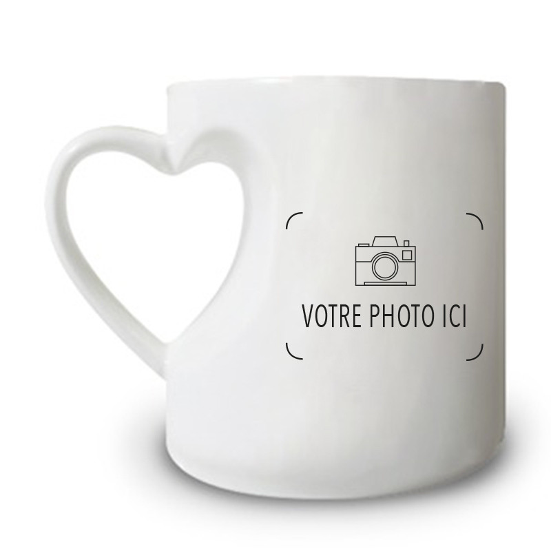 Mug anse cœur à personnaliser, mariage, saint Valentin