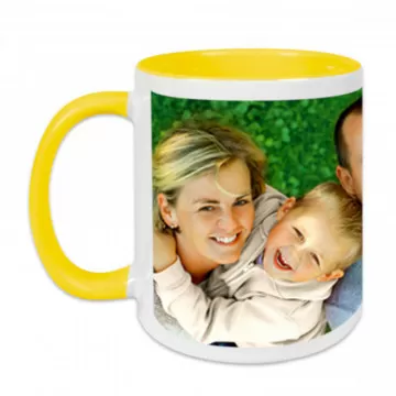 Mug jaune personnalisable photo