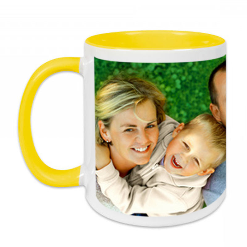 Mug jaune personnalisable photo