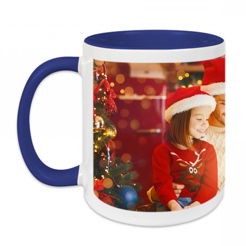 Mug bleu foncé personnalisable photo