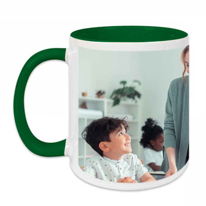 Tasse verte personnalisée avec photo