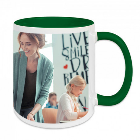 Tasse verte avec photo Tasse verte avec photo