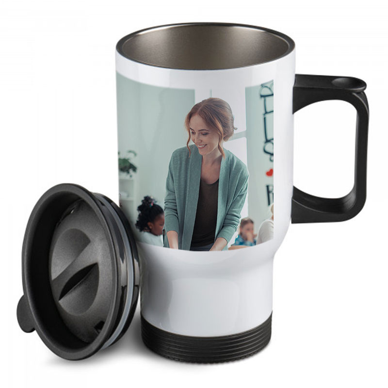 Tasse thermos blanche à customiser avec photo