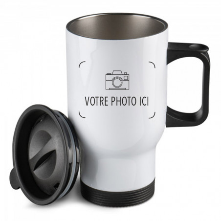 Tasse thermos blanche à customiser avec photo