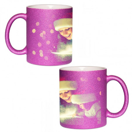 Mug rose brillant personnalisé