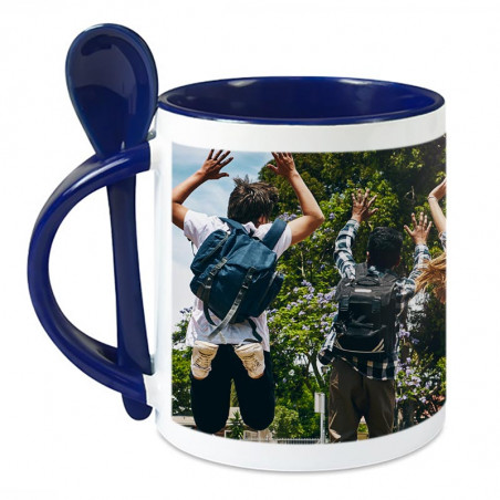 tasse bleu avec cuillère à personnaliser tasse bleu avec cuillère à personnaliser