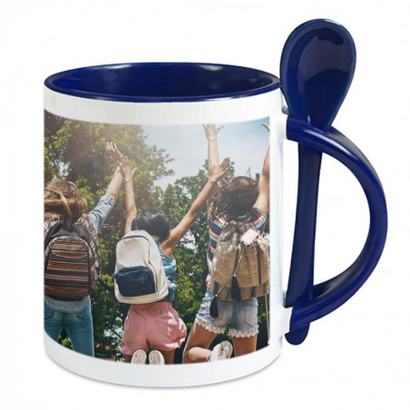 Tasse bleu avec cuillère photo Tasse bleu avec cuillère photo