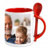 Tasse rouge avec cuillère personnalisé