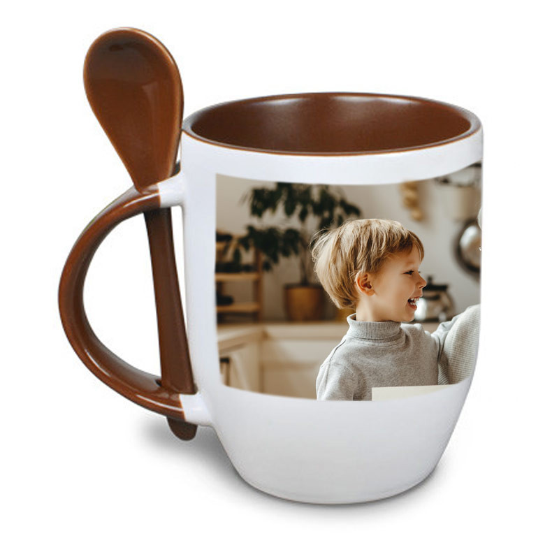 Tasse cuillère marron avec photo