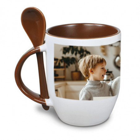 Tasse cuillère marron avec photo