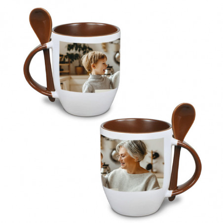 Tasse cuillère marron personnalisé