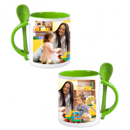 Mug cuillère vert personnalisé