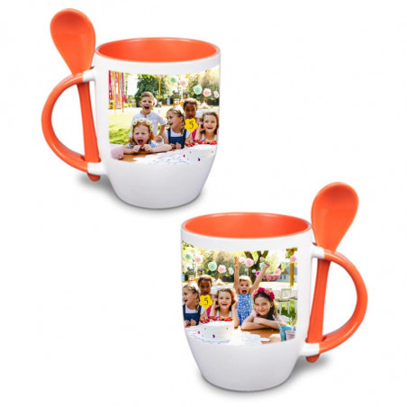 Tasse orange cuillère personnalisé