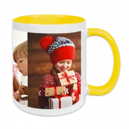 Mug jaune avec pele mele personnalisé Mug jaune avec pele mele personnalisé
