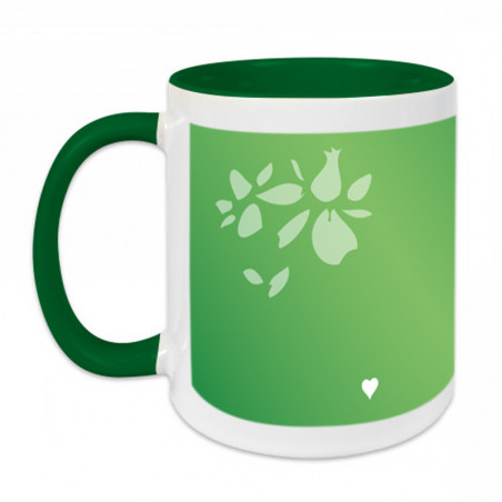 Mug vert personnalisé petit oiseau