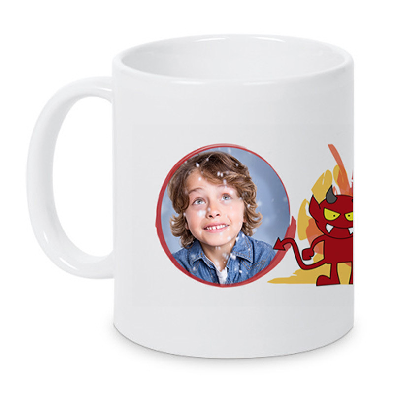 Mug blanc petit diable avec photo