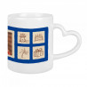 Tasse cœur  motif bleu personnalisable