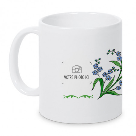 Tasse blanche personnalisée avec fleur Tasse blanche personnalisée avec fleur