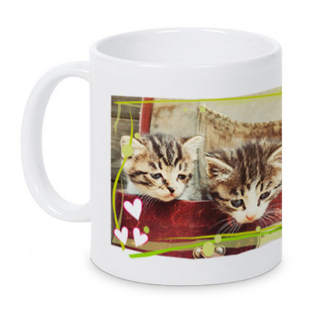 Mug avec bordure et coeurs personnalisé Mug avec bordure et coeurs personnalisé