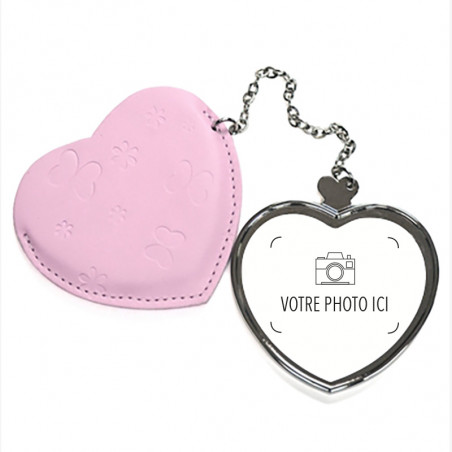 Miroir rose coeur personnalisé