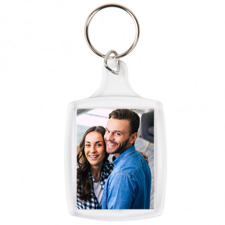 Porte clef 2 photos avec bordure plastique transparente