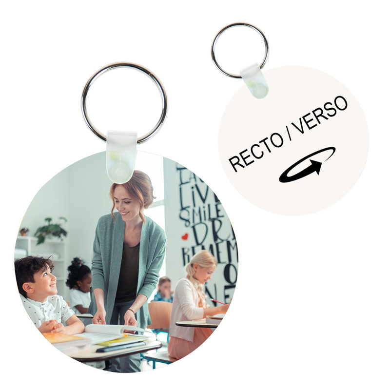 Porte clef rond avec personnalisation 2 photos