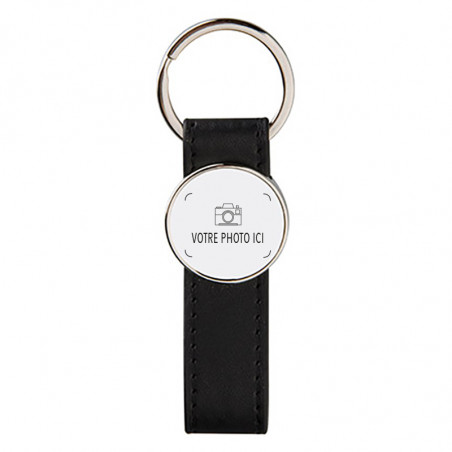 Porte clef cuir personnalisé rond photo