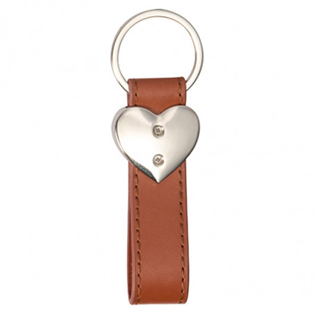 Porte clef cuir personnalisé coeur verso