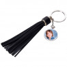 Porte clefs long pompon simili cuir personnalisé