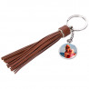 Porte clef pompon long brun