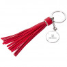 Porte clé pompon long rouge imprimé photo