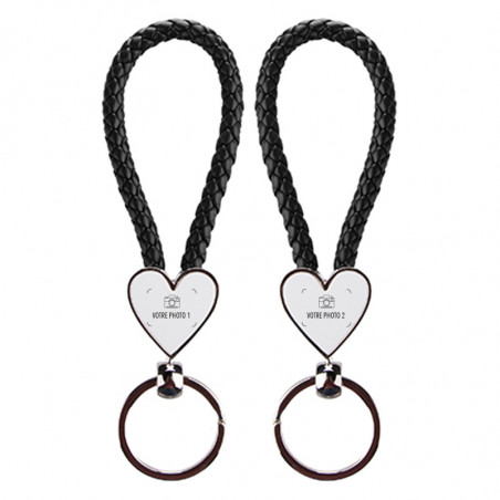 Porte clef cordon coeur noir