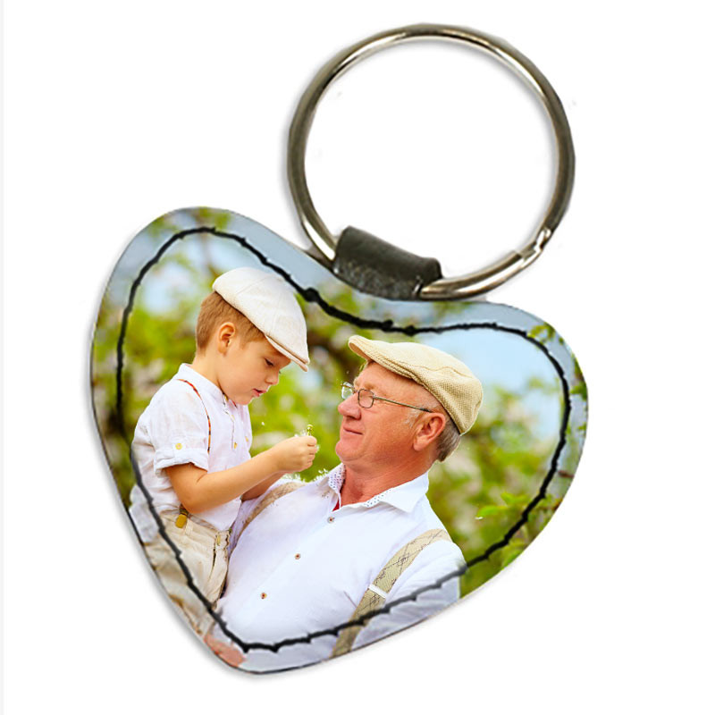 Porte-clés couple personnalisé coeur en cuir