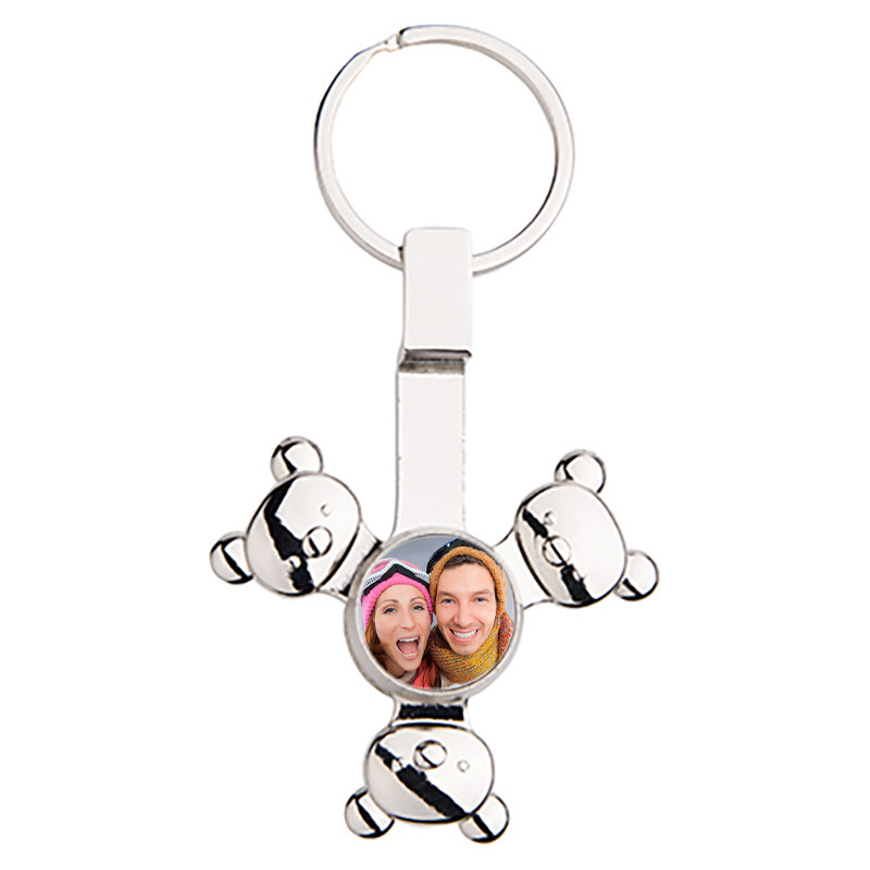 Porte clef hand spinner nounours avec photo