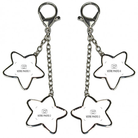 Porte clé 2 étoiles photos personnalisé