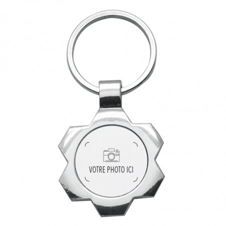 Porte clef rond bords fleurs photo