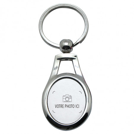 Porte clef métal ovale personnalisable photo