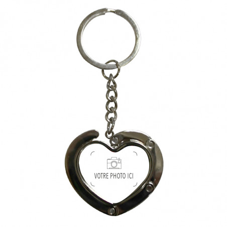 Porte clé accroche sac coeur photo personnalisé