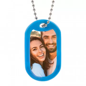 Dog Tag bordure bleue avec photos
