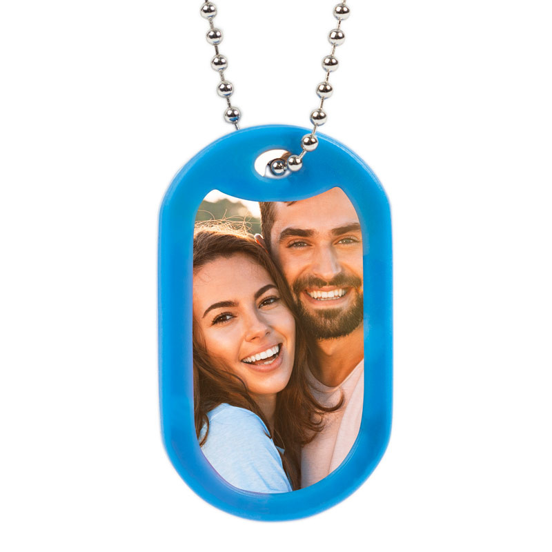 Dog Tag bordure bleue avec photos