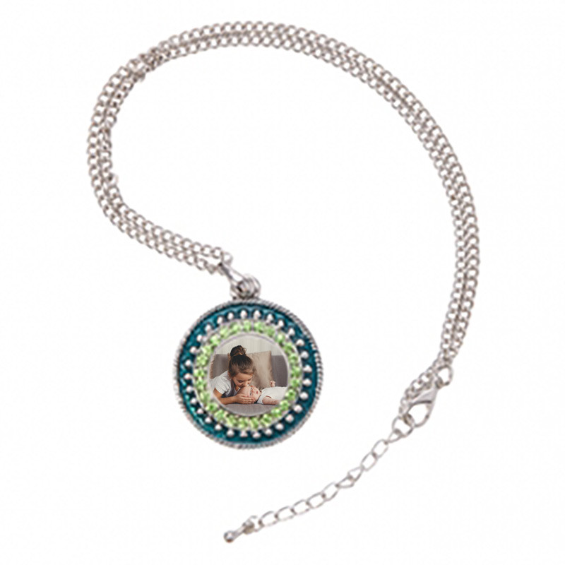 Pendentif rond strass couleur photo